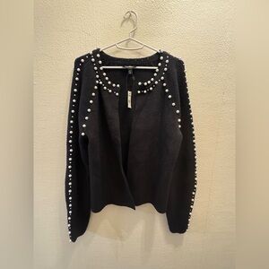 NWT Express Black Pearl-Embellished Women's Sweater Cardigan